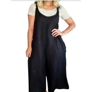 Raw Moda Italy Jumpsuit Wide Leg Cropped XL 100% Linen Lagenlook Sustainable